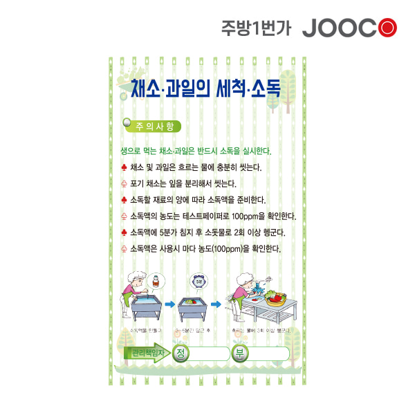 주방1번가 주코(JOOCO) 채소과일의 세척소독 안전작동표찰 디자인1